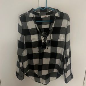 Long sleeved tie up flannel